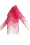 Pink Casual Gradient O Neck Tops