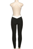 Apricot Sexy Solid Color Backless Spaghetti Strap Skinny Jumpsuits