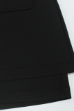 Black Casual Daily Solid Color Slit Boot Cut Patchwork Bottoms