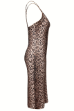 Leopard Print Sexy Leopard Print Spaghetti Strap Long Dresses