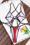 Deep Coffee Sexy Leopard Print Hollow Out Strap Design Swimwears