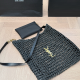 Black Casual Daily Letters Weave Bags