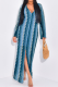 Sky Blue Vacation Print V Neck Long Dresses