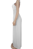 Red Casual Solid Color Pocket Backless Halter Loose Jumpsuits