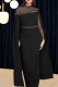 Black Elegant Solid Color Beading Hot Drill O Neck Long Dresses