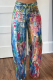 Colour Casual Daily Print Loose Mid Waist Conventional Full Print Bottoms