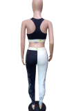 Black White Sexy Print Spaghetti Strap Sleeveless Two Pieces