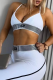 White Casual Sportswear Letters Spaghetti Strap Sleeveless Two Pieces