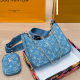 The cowboy blue Casual Daily Letters Chains Zipper Bags