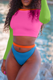 Rose Red Sexy Patchwork Swimwears