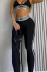 Black Casual Sportswear Letters Spaghetti Strap Sleeveless Two Pieces