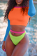 Tangerine Red Sexy Patchwork Swimwears