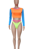Grass Green Sexy Patchwork Swimwears