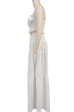 Pink Casual Solid Color Ruched Spaghetti Strap Sleeveless Two Pieces