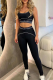 Black Casual Sportswear Letters U Neck Sleeveless Two Pieces
