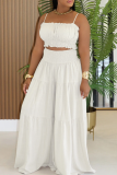 Pink Casual Solid Color Ruched Spaghetti Strap Sleeveless Two Pieces