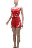 Blue Casual Daily Stripe Zipper Contrast Zipper Collar Sleeveless Two Pieces