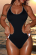 Black Sexy Solid Color Strap Design Swimwears