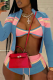 Blue Casual Zipper Contrast Zipper Collar Long Sleeve Three Pieces