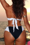 Black Sexy Solid Color Strap Design Swimwears