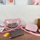 Pink Brown Casual Daily Letters Zipper Bags