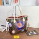 Blue Brown Casual Daily Letters Patchwork Bags