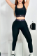 Black Sportswear Letters Patchwork U Neck Sleeveless Two Pieces
