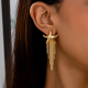 Gold Casual Daily Fringed Trim Earrings