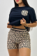 Black Casual Letters Pocket O Neck Short Sleeve Two Pieces