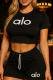 Black Casual Letters Draw String O Neck Short Sleeve Two Pieces