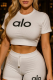White Casual Letters Draw String O Neck Short Sleeve Two Pieces