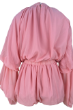Yellow Elegant Solid Color Flounce Turtleneck Long Sleeve Two Pieces