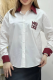 Burgundy Casual Letters Pocket Buckle Turndown Collar Tops