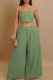Green Sexy Solid Color Buckle Strapless Sleeveless Two Pieces