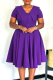Purple Elegant Solid Color Buckle With Belt Peter Pan Collar A Line Dresses