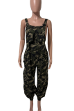 Camouflage Sexy Camouflage Print Pocket Spaghetti Strap Loose Jumpsuits