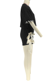 Purple Casual Solid Color Cross Straps O Neck Half Sleeve Two Pieces