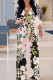 Black And White Casual Print V Neck Regular Jumpsuits