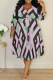 Black Pink Casual Print Strap Design V Neck Long Plus Size Dresses