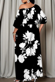 Green Casual Print Patchwork Oblique Collar Three Quarter Two Pieces