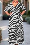 Green Casual Print Strap Design V Neck Long Plus Size Dresses