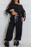 White Casual Strap Design Oblique Collar Long Sleeve Two Pieces
