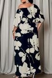 Green Casual Print Patchwork Oblique Collar Three Quarter Two Pieces