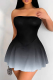 Black Sexy Gradient Strapless A Line Dresses