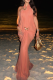 Orange Elegant Solid Color Backless Halter Long Dresses