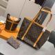 Brown Yellow Casual Letters Patchwork Bags