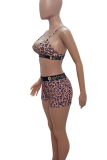 Black Sexy Print Spaghetti Strap Sleeveless Two Pieces