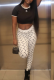 Black Casual Print O Neck Short Sleeve Two Pieces