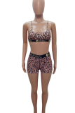 Black Sexy Print Spaghetti Strap Sleeveless Two Pieces