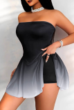 Black Sexy Gradient Strapless A Line Dresses